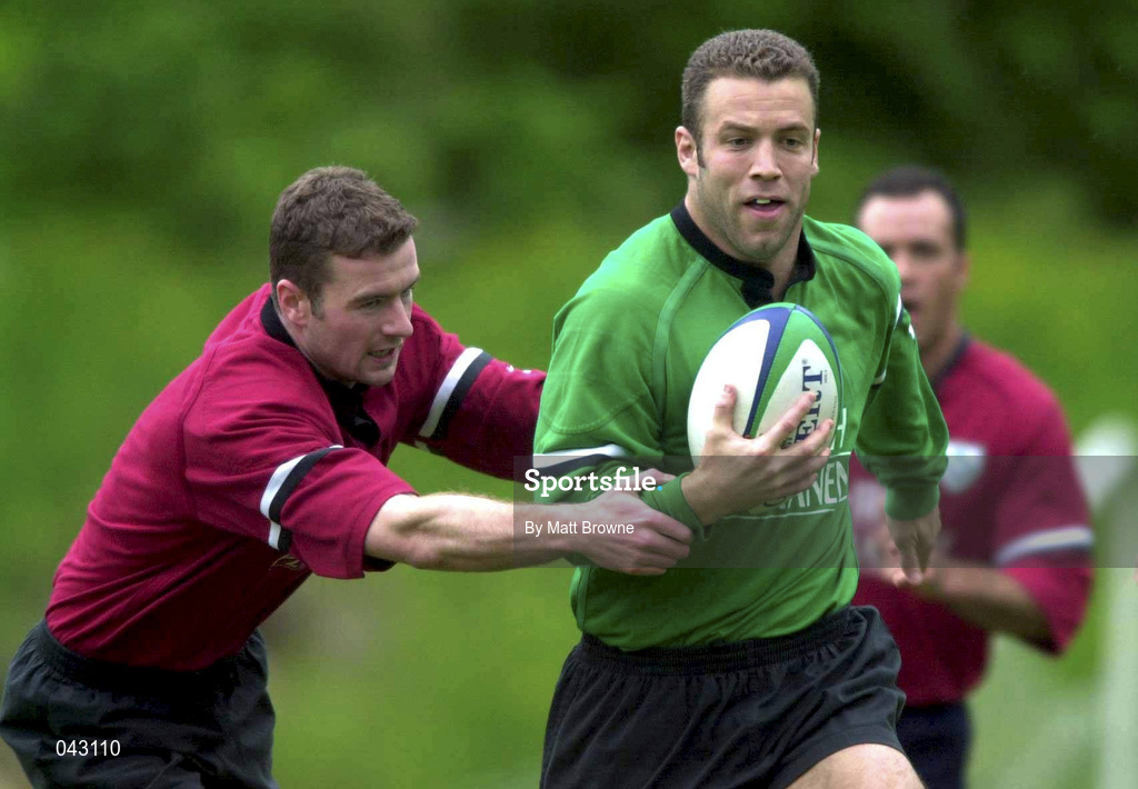 6 June 2000; Kevin Maggs is tackled by Geordan Murphy during an Ireland Rugby training session in Manchester, New Hampshire, USA. Photo by Matt Browne/Sportsfile