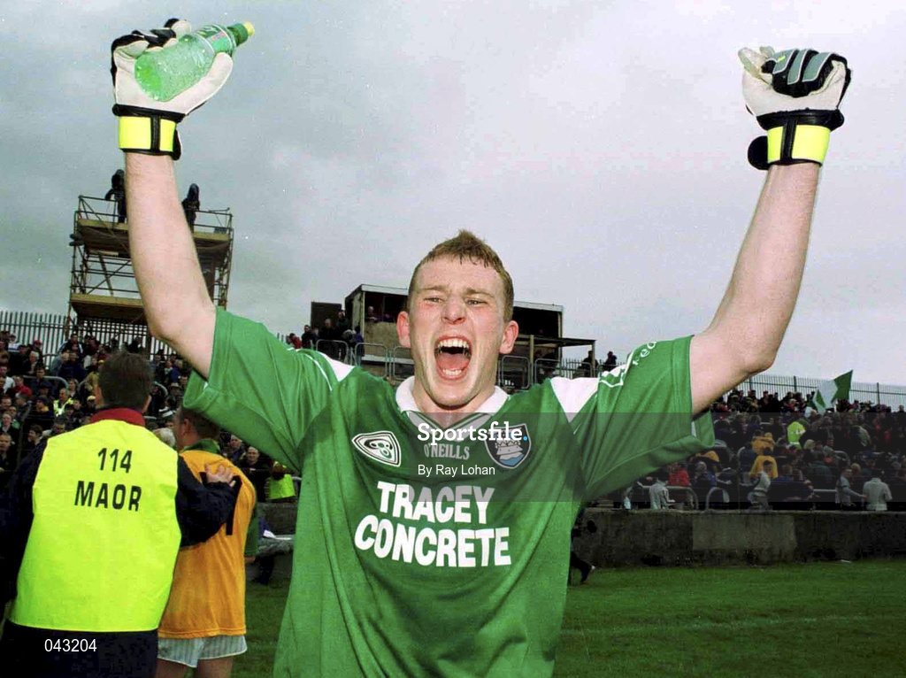 11 June 2000; Fermanagh's Paul Brewster celebrates following the Bank of Ireland Ulster Senior Football Championship Quarter-Final match between Donegal and Fermanagh at MacCumhail Park in Ballybofey, Donegal. Photo by Ray Lohan/Sportsfile