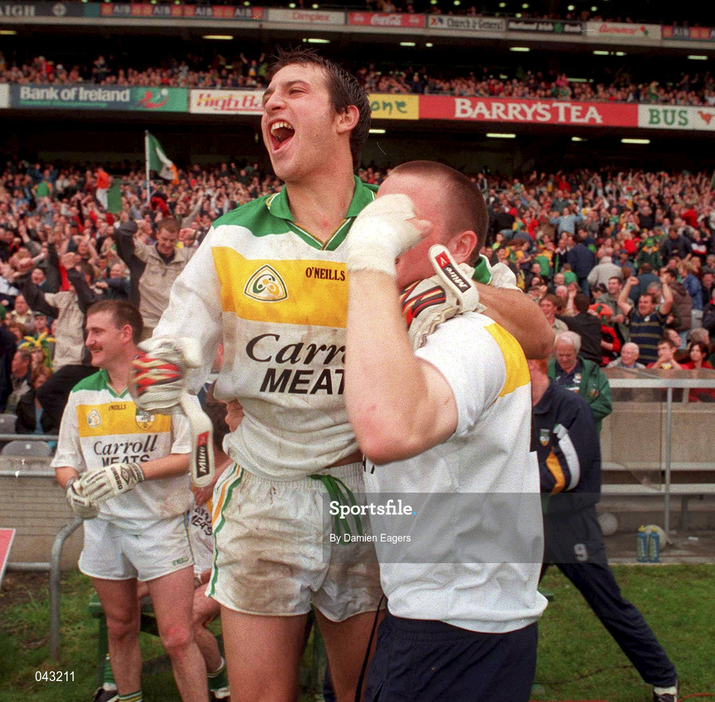 4 June 2000; Offaly's Roy Malone celebrates following the Bank of Ireland Leinster Senior Football Championship Quarter-Final match between Offaly and Meath at Croke Park in Dublin. Photo by Damien Eagers/Sportsfile
