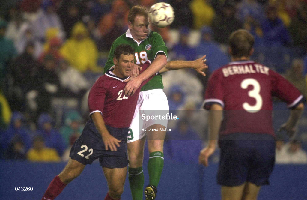 6 June 2000; Gary Doherty of Republic of Ireland in action against Greg Vanney of USA during the US Nike Cup match between USA and Republic of Ireland at Foxboro Stadium in Foxborough, Massachusetts, USA. Photo by David Maher/Sportsfile