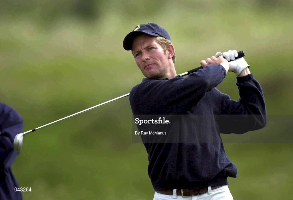 6 June 2000; Noel Fox of Portmarnock Golf Club watches his tee shot at the 12th during the final round of the East of Ireland Championship at County Louth Golf Club in Baltray, Louth. Photo by Ray McManus/Sportsfile