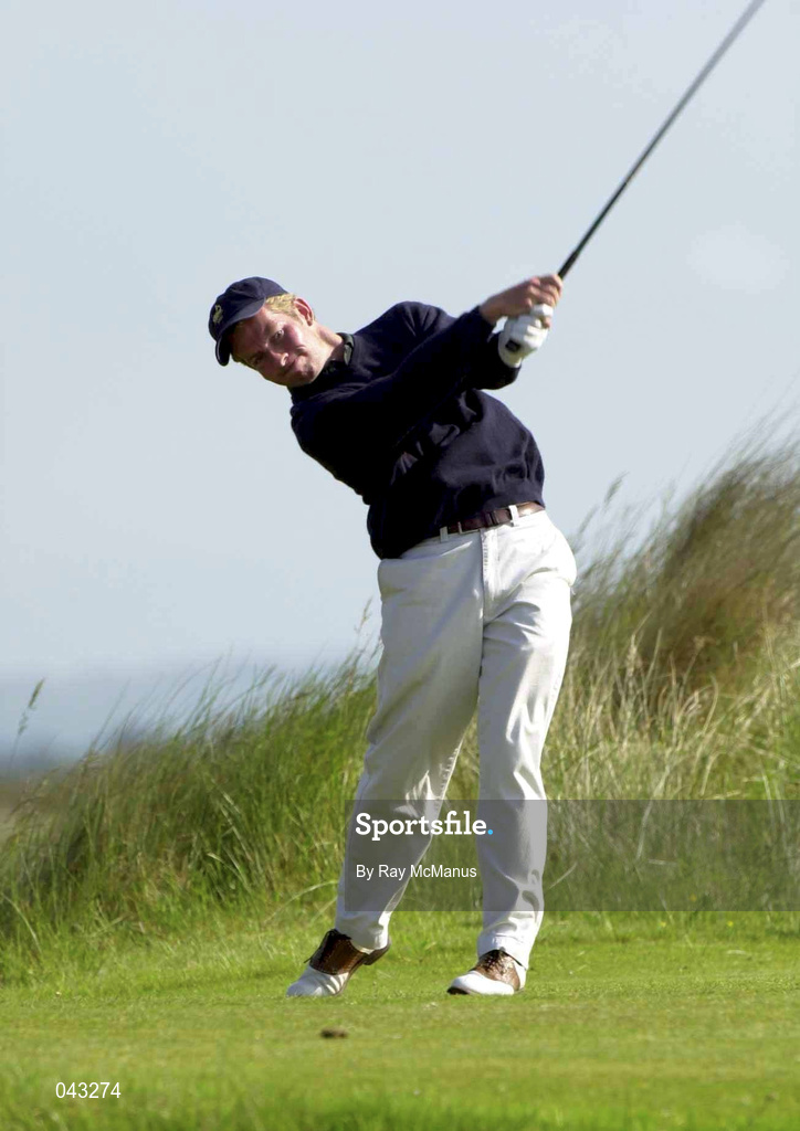 6 June 2000; Noel Fox of Portmarnock Golf Club tees off on the 16th during the final round of the East of Ireland Championship at the County Louth Golf Club in Baltray, Louth. Photo by Ray McManus/Sportsfile