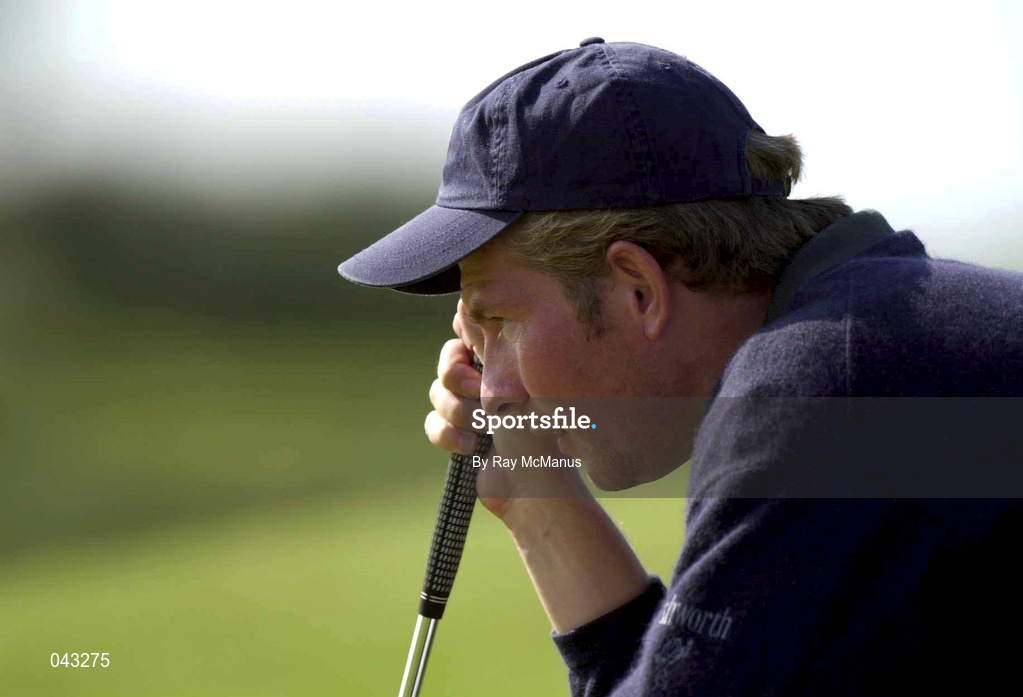 6 June 2000; Noel Fox of Portmarnock Golf Club lines up his putt for a birdie on the 15th green during the final round of the East of Ireland Championship at County Louth Golf Club in Baltray, Louth. Photo by Ray McManus/Sportsfile