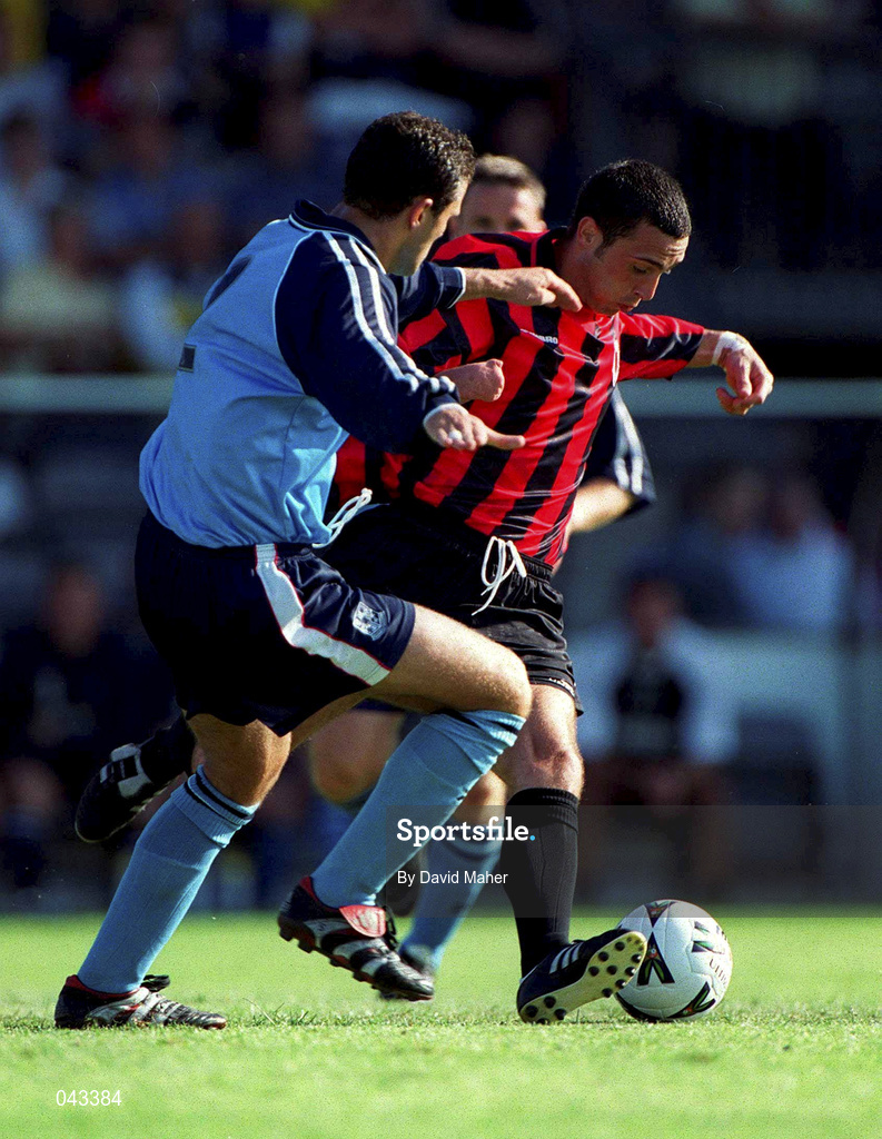 22 July 2000; David Morrison of Bohemians in action against Graham Allen of Tranmere Rovers during the Derek Swan Testimonial match between Bohemians and Tranmere Rovers at Dalymount Park in Dublin. Photo by David Maher/Sportsfile