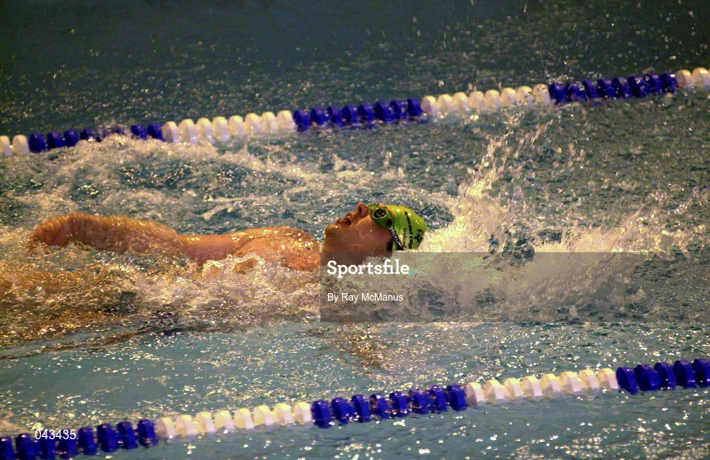 31 May 2000; Ireland's Sean Brosnan competes in the relay swimming event during the Special Olympics European Games in Groningen, Netherlands. Photo by Ray McManus/Sportsfile