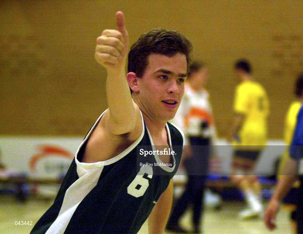 31 May 2000; Ireland's Warren Tate salutes his supporters at the following the men's basketball match between Ireland and Switzerland at the Special Olympics European Games in Groningen, Netherlands. Photo by Ray McManus/Sportsfile