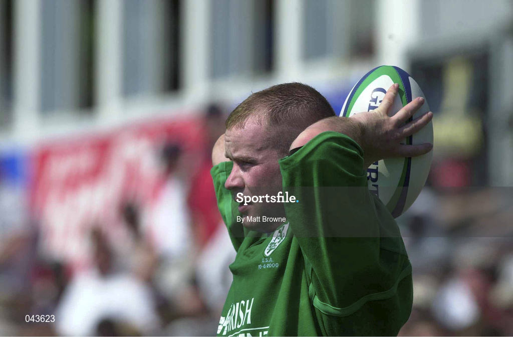 10 June 2000; Frank Sheahan of Ireland during the Rugby International match between USA and Ireland at Singer Family Park in Manchester, New Hampshire, USA. Photo by Matt Browne/Sportsfile