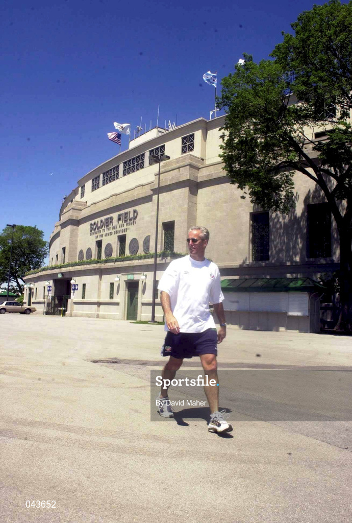 3 June 2000; Republic of Ireland manager Mick McCarthy arrives at Solider Field for a pitch walk in advance of their US Nike Cup game against Mexico in Chicago, Illnois, USA. Photo by David Maher/Sportsfile