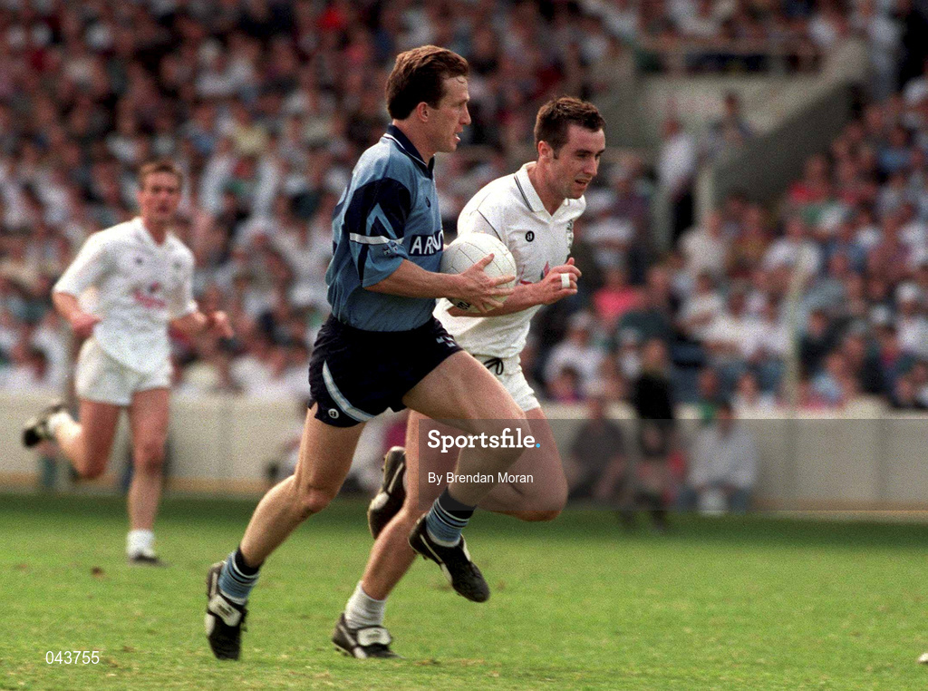 2 July 1994; Niall Guiden of Dublin in action against Brian Fahy of Kildare during the Bank of Ireland Leinster Senior Football Championship Quarter-Final Replay between Dublin and Kildare at Croke Park in Dublin. Photo by Brendan Moran/Sportsfile