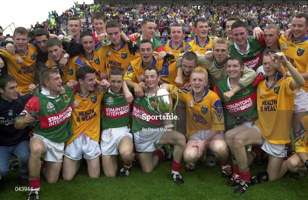 30 July 2000; Mayo players celebrate following the Connacht Minor Football Championship Final between Roscommon and Mayo at Dr Hyde Park in Roscommon. Photo by David Maher/Sportsfile