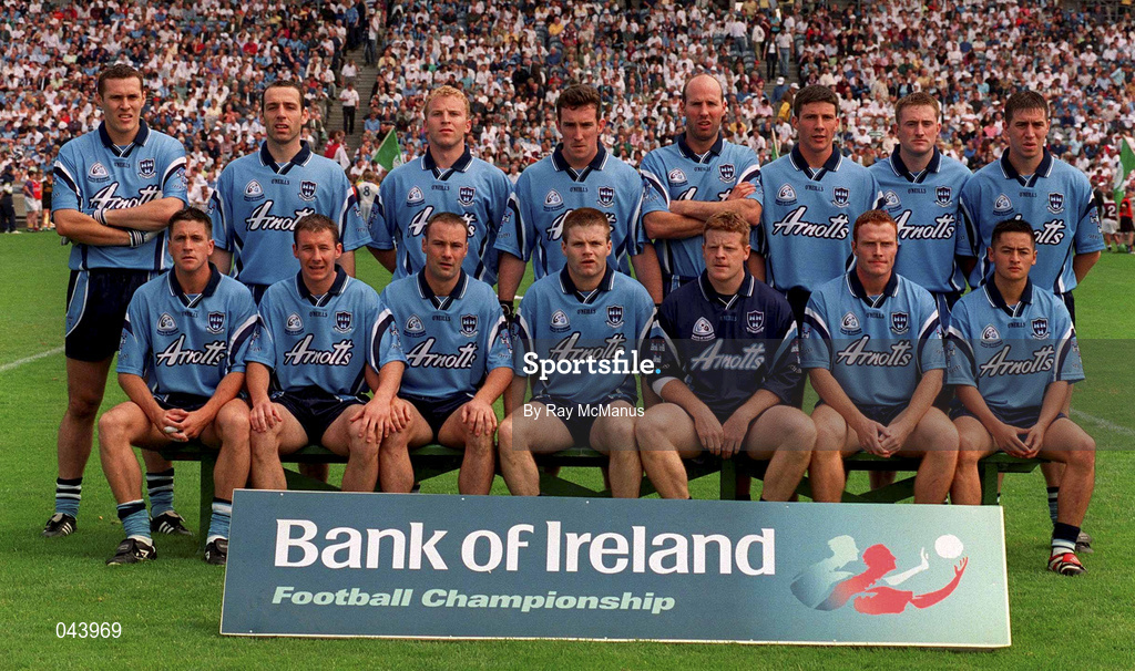 30 July 2000; The Dublin team prior to the Bank of Ireland Leinster Senior Football Championship Final between Dublin and Kildare at Croke Park in Dublin. Photo by Ray McManus/Sportsfile