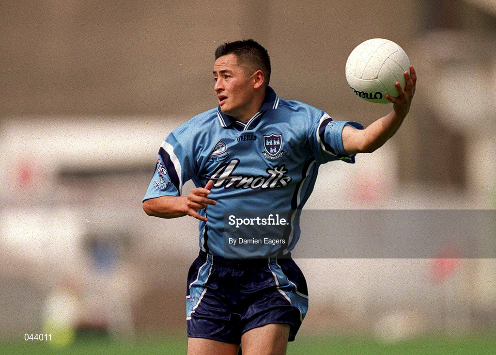 30 July 2000; Jason Sherlock of Dublin during the Bank of Ireland Leinster Senior Football Championship Final between Dublin and Kildare at Croke Park in Dublin. Photo by Damien Eagers/Sportsfile