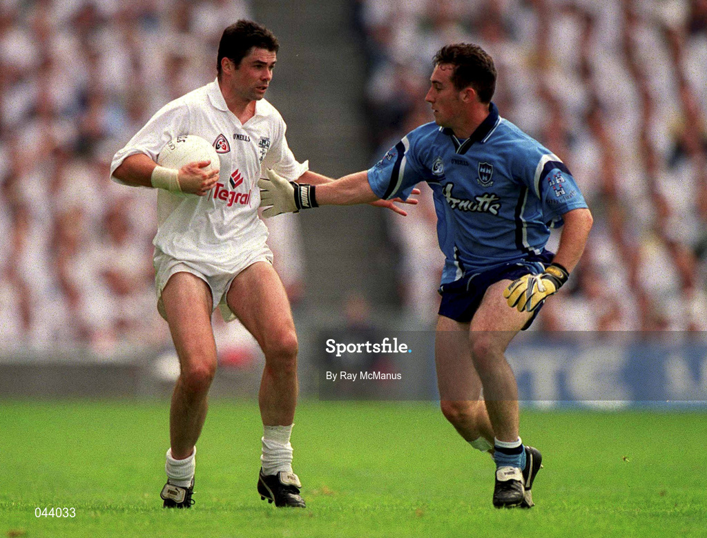 30 July 2000; Martin Lynch of Kildare in action against Paddy Christie of Dublin during the Bank of Ireland Leinster Senior Football Championship Final between Dublin and Kildare at Croke Park in Dublin. Photo by Ray McManus/Sportsfile