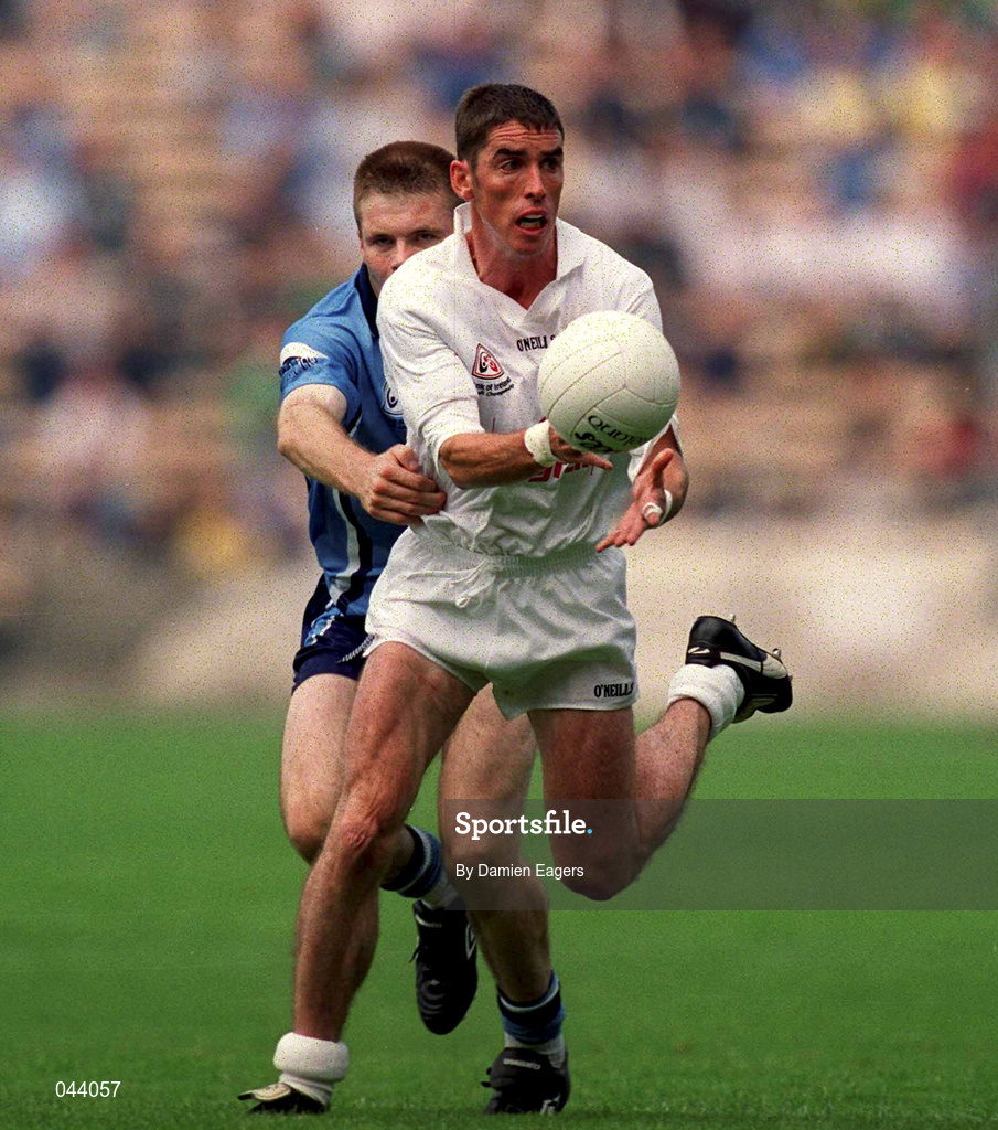 30 July 2000; Anthony Rainbow of Kildare in action against Dessie Farrell of Dublin during the Bank of Ireland Leinster Senior Football Championship Final between Dublin and Kildare at Croke Park in Dublin. Photo by Damien Eagers/Sportsfile