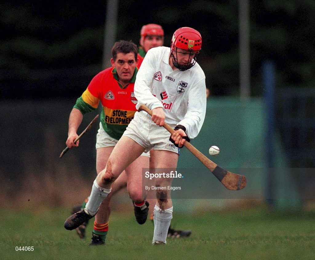 30 January 2000; Colin Boran of Kildare in action against Ciaran Jordan of Carlow during the Keogh Cup match between Kildare and Carlow at Naas GAA Ground in Kildare. Photo by Damien Eagers/Sportsfile