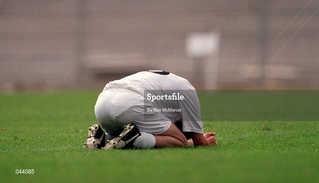 30 July 2000; Kildare's Padraig Brennan reacts following the Bank of Ireland Leinster Senior Football Championship Final between Dublin and Kildare at Croke Park in Dublin. Photo by Ray McManus/Sportsfile