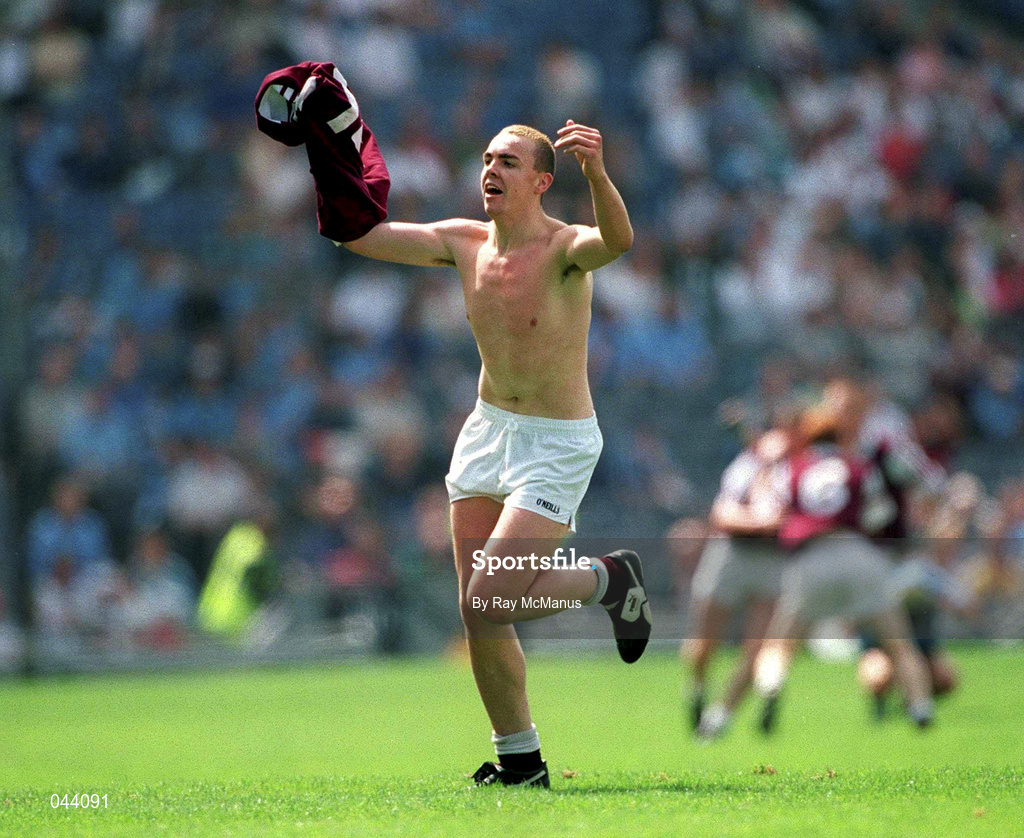 30 July 2000; PJ Ward of Westmeath celebrates his side's victory following the Leinster Minor Football Championship Final between Dublin and Westmeath at Croke Park in Dublin. Photo by Ray McManus/Sportsfile