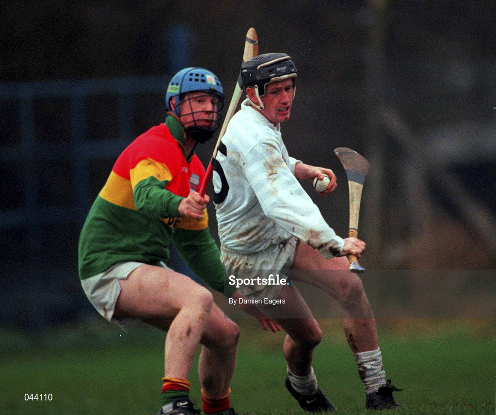 30 January 2000; Tommy Carew of Kildare in action against Padraig Keogh of Carlow during the Keogh Cup match between Kildare and Carlow at Naas GAA Ground in Kildare. Photo by Damien Eagers/Sportsfile