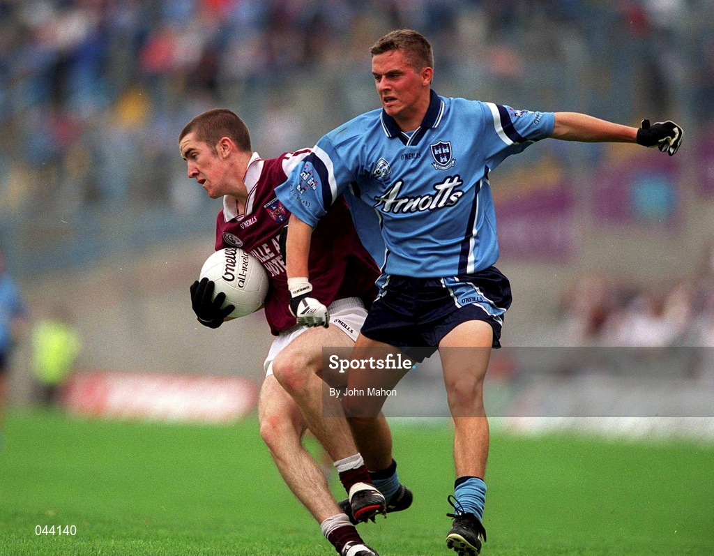 30 July 2000; Liam O'Reilly of Westmeath in action against Arie Cleere of Dublin during the Leinster Minor Football Championship Final between Dublin and Westmeath at Croke Park in Dublin. Photo by John Mahon/Sportsfile
