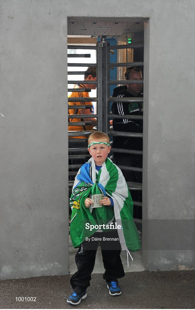 24 May 2015; James Fleming, age 8, from Dooradoyle, Co. Limerick. Munster GAA Hurling Senior Championship Quarter-Final, Clare v Limerick. Semple Stadium, Thurles, Co. Tipperary. Picture credit: Dáire Brennan / SPORTSFILE