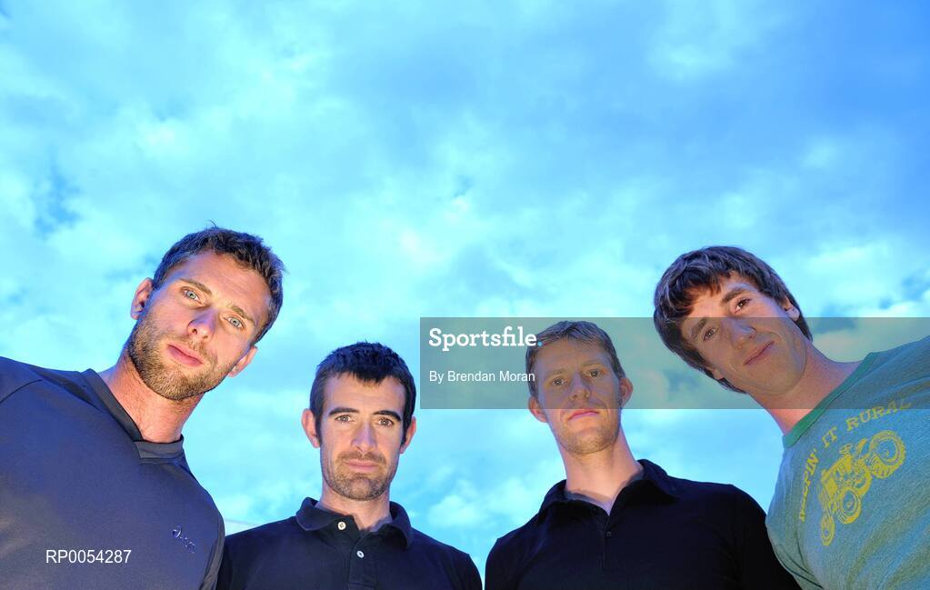 18 June 2008; The Ireland Lightweight Men's Four crew, from left, Paul Griffin, Gearoid Towey, Richard Archibald and Cathal Moynihan. 2008 Final Olympic Rowing Qualification Regatta, Poznan, Poland. Picture credit: Brendan Moran / SPORTSFILE