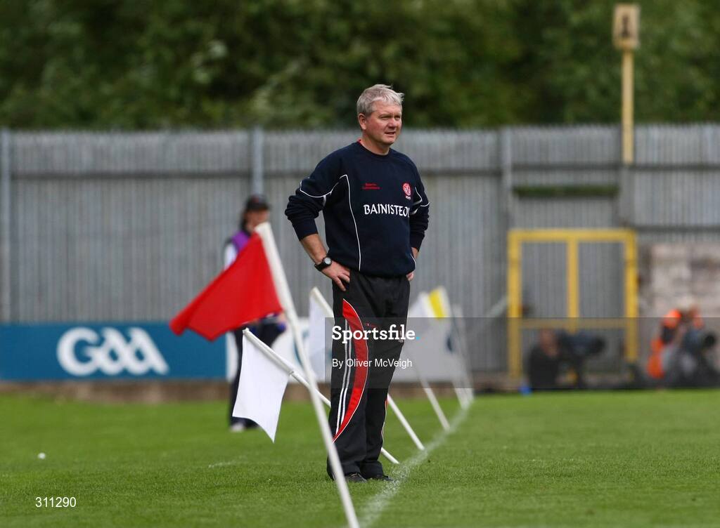 19 July 2008;  Derry manager, Paddy Crozier, a lonely figure on the sideline. GAA Football All-Ireland Senior Championship Qualifier - Round 1, Monaghan v Derry. Clones, Co. Monaghan. Picture credit: Oliver McVeigh / SPORTSFILE