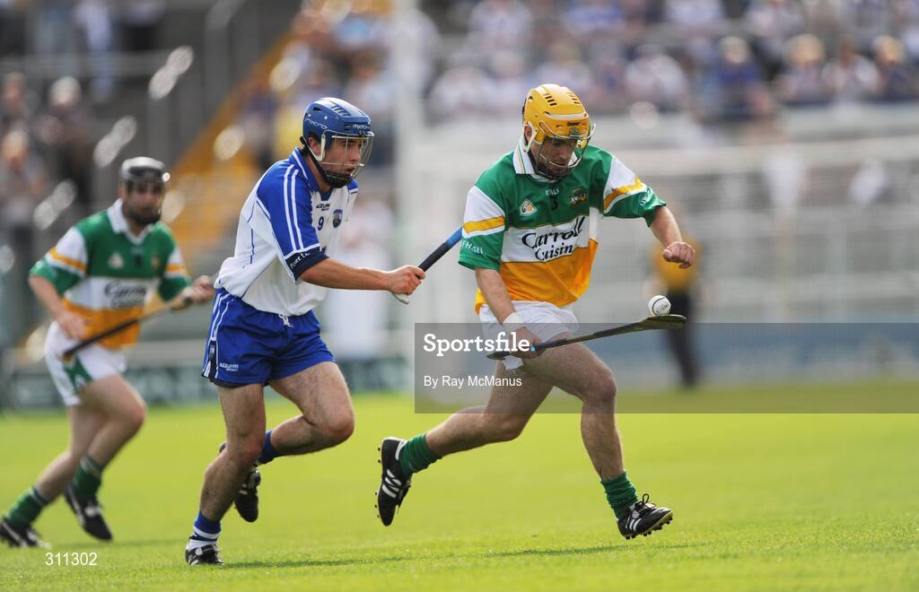 19 July 2008; Brian Carroll, Offaly, in action against Jamie Nagle, Waterford. GAA Hurling All-Ireland Senior Championship Qualifier - Round 4, Offaly v Waterford, Thurles, Co. Tipperary. Picture credit: Ray McManus / SPORTSFILE