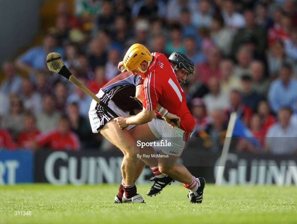19 July 2008; Joe Deane, Cork, in action against Damien Joyce, Galway. GAA Hurling All-Ireland Senior Championship Qualifier - Round 4, Cork v Galway, Thurles, Co. Tipperary. Picture credit: Ray McManus / SPORTSFILE