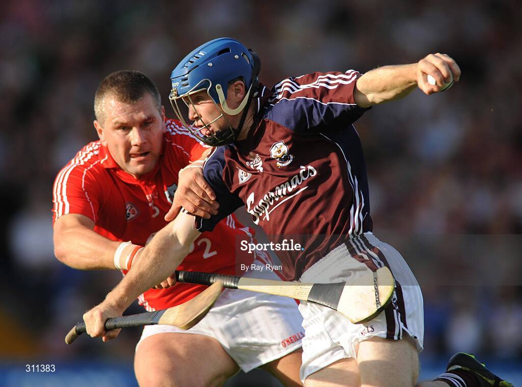 19 July 2008; Damien Hayes, Galway in action against Diarmuid O'Sullivan, Cork. GAA Hurling All-Ireland Senior Championship Qualifier - Round 4, Cork v Galway, Thurles, Co. Tipperary. Picture credit: Ray Ryan / SPORTSFILE