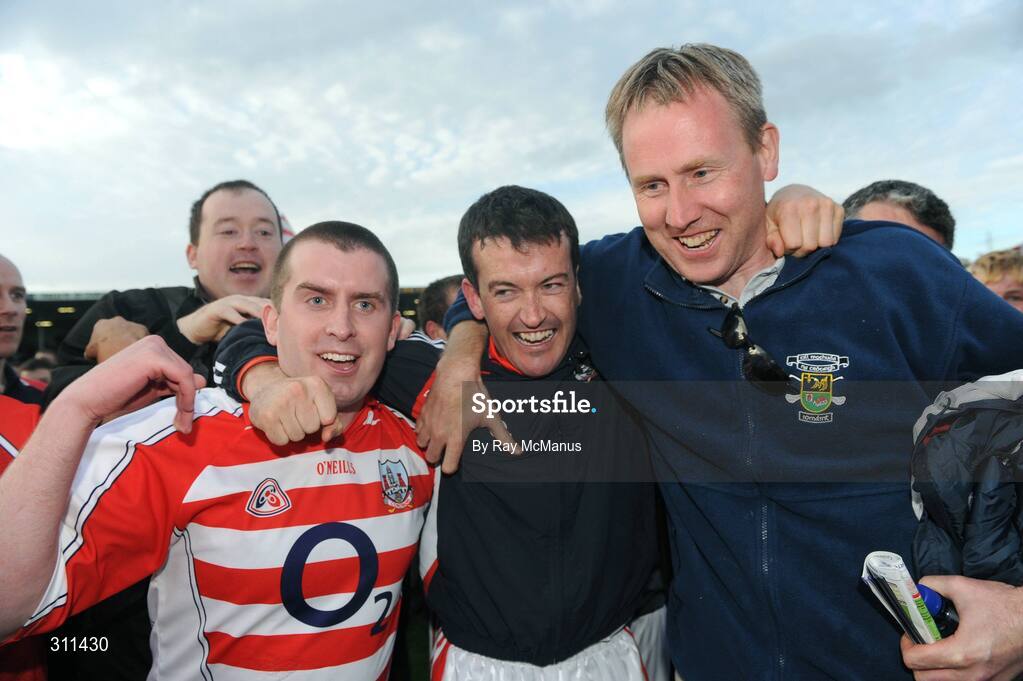 19 July 2008; Cork goalkeeper Donal Og Cusack, centre, who was sent off in the game, celebrates victory. GAA Hurling All-Ireland Senior Championship Qualifier - Round 4, Cork v Galway, Thurles, Co. Tipperary. Picture credit: Ray McManus / SPORTSFILE