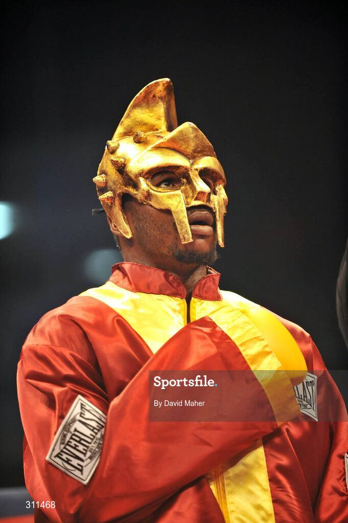 19 July 2008;  Willie Gibbs standing for the national anthem before the fight against Andy Lee. International Middleweight contest, University Sports Arena, Limerick. Picture credit: David Maher / SPORTSFILE