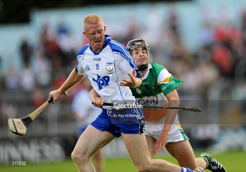 19 July 2008; John Mullane, Waterford, in action against Rory Hanniffy, Offaly. GAA Hurling All-Ireland Senior Championship Qualifier - Round 4, Offaly v Waterford, Thurles, Co. Tipperary. Picture credit: Ray McManus / SPORTSFILE