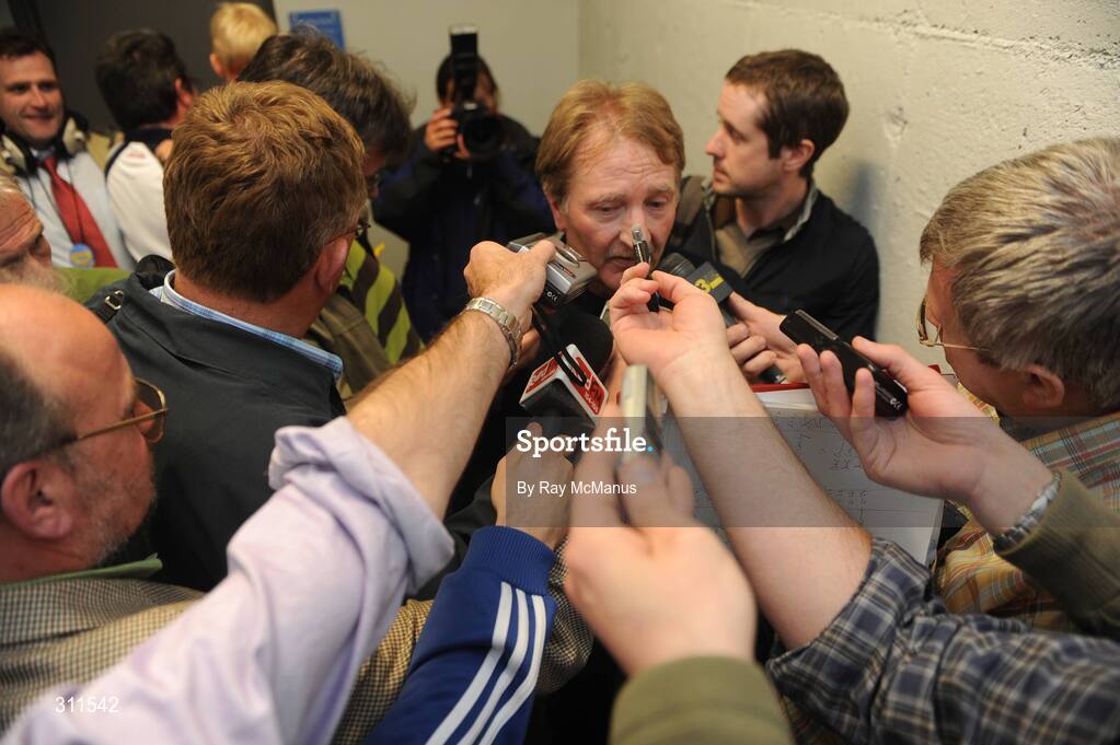 19 July 2008; Cork manager Gerald McCarthy speaking to reporters after the game. GAA Hurling All-Ireland Senior Championship Qualifier - Round 4, Cork v Galway, Thurles, Co. Tipperary. Picture credit: Ray McManus / SPORTSFILE