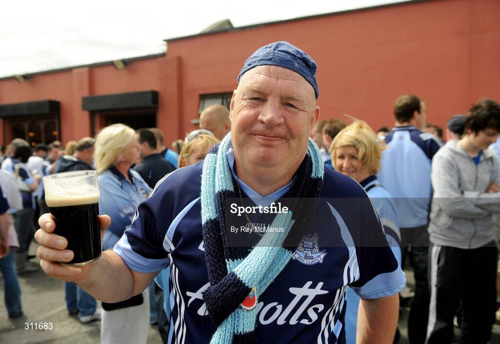 20 July 2008; Dublin supporter Pascal O'Connor, from Palmerstown, relaxes with a pint of Guinness in Meaghers before the game. GAA Football Leinster Senior Championship Final, Dublin v Wexford, Croke Park, Dublin. Picture credit: Ray McManus / SPORTSFILE