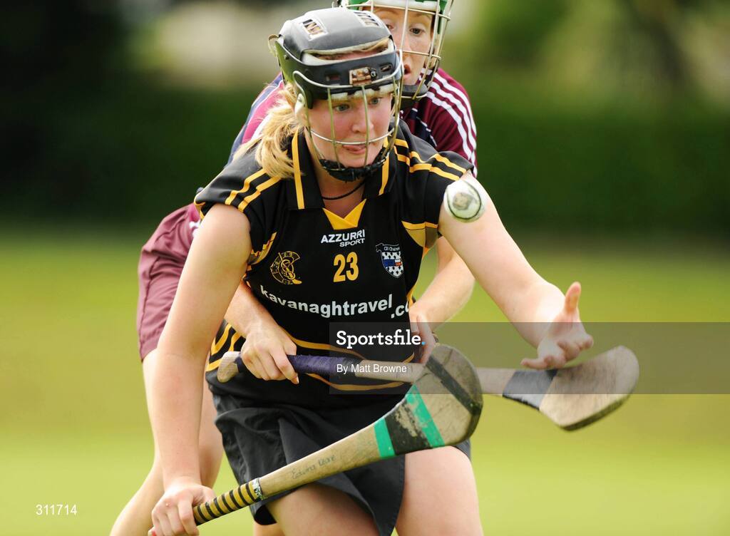 20 July 2008; Edwina Keane, Kilkenny, in action against Ailbhe Kelly, Galway. Gala All-Ireland Senior Camogie Championship, Kilkenny v Galway, Ryall Park, Kilmanagh, Co. Kilkenny. Picture credit: Matt Browne / SPORTSFILE
