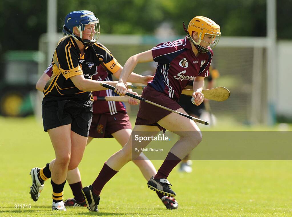 20 July 2008; Therese Manton, Galway, in action against Marie O'Connor, Kilkenny. Gala All-Ireland Senior Camogie Championship, Kilkenny v Galway, Ryall Park, Kilmanagh, Co. Kilkenny. Picture credit: Matt Browne / SPORTSFILE