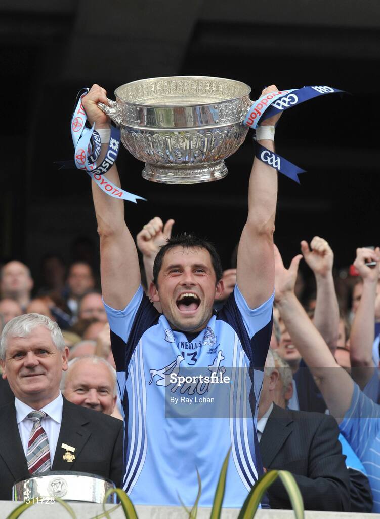 20 July 2008; Dublin captain Alan Brogan lifts the cup. GAA Football Leinster Senior Championship Final, Dublin v Wexford, Croke Park, Dublin. Picture credit: Ray Lohan / SPORTSFILE *** Local Caption ***