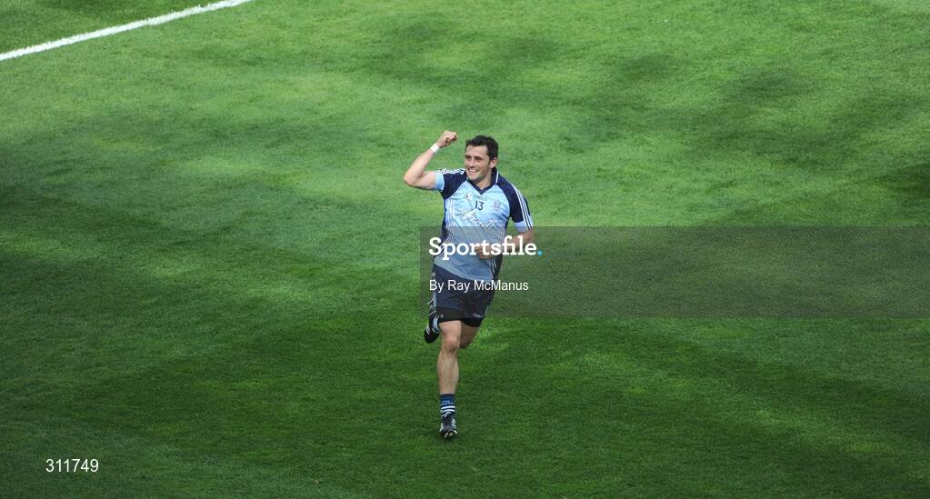 20 July 2008; Alan Brogan celebrates scoring Dublin's second goal. GAA Football Leinster Senior Championship Final, Dublin v Wexford, Croke Park, Dublin. Picture credit: Ray McManus / SPORTSFILE