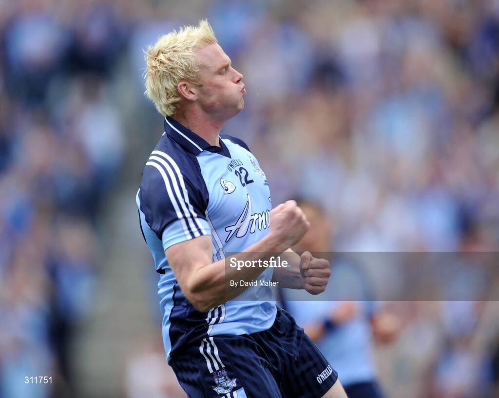 20 July 2008; Mark Vaughan, Dublin, celebrates after scoring his side's third goal. GAA Football Leinster Senior Championship Final, Dublin v Wexford, Croke Park, Dublin. Picture credit: David Maher / SPORTSFILE