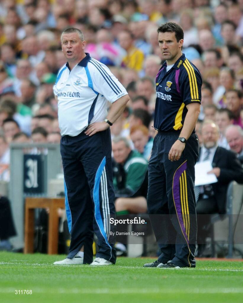 20 July 2008; Dublin manager Paul Caffrey and Wexford manager Jason Ryan on the sideline. GAA Football Leinster Senior Championship Final, Dublin v Wexford, Croke Park, Dublin. Picture credit: Damien Eagers / SPORTSFILE