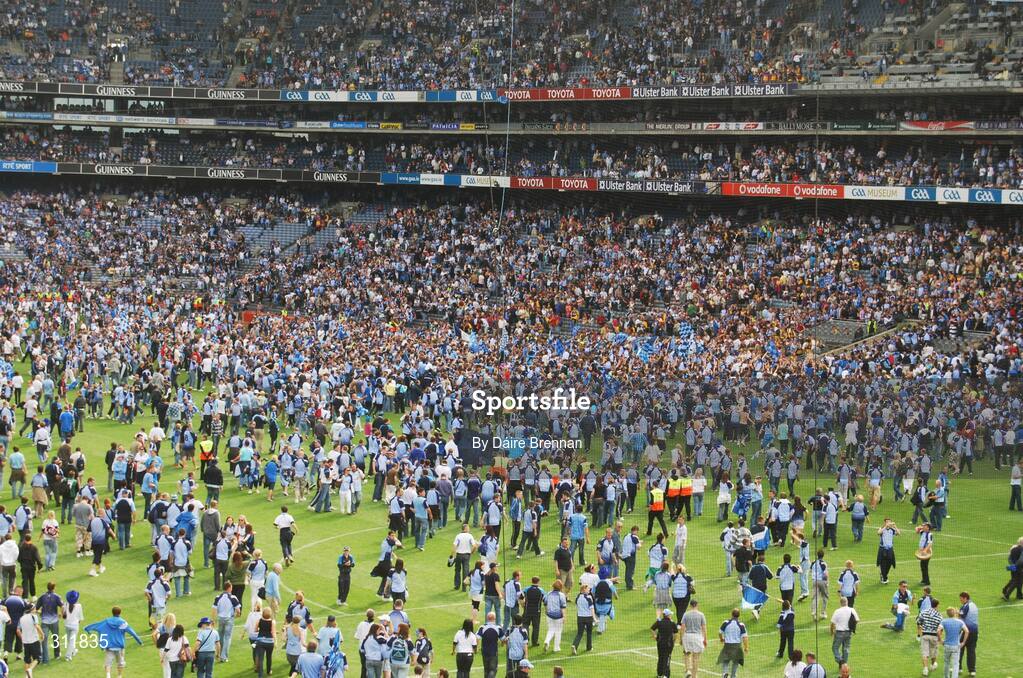 20 July 2008; A general view of Croke Park as fans invade the pitch during the presentation. GAA Football Leinster Senior Championship Final, Dublin v Wexford, Croke Park, Dublin. Picture credit: Dáire Brennan / SPORTSFILE
