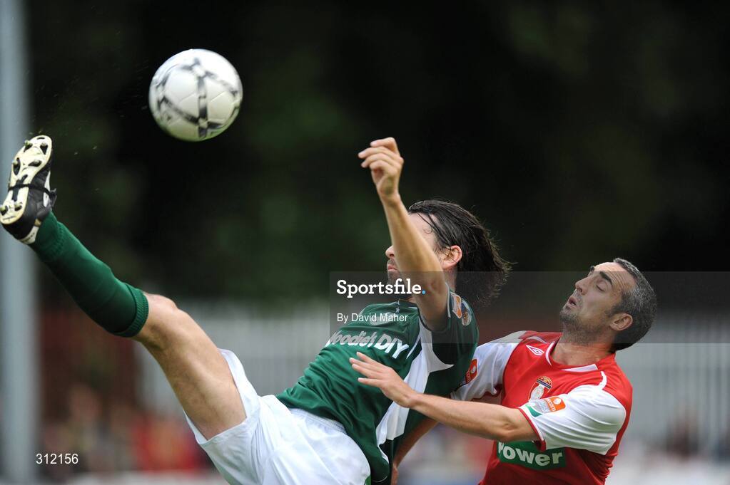 21 July 2008; Darragh Maguire, Shamrock Rovers, in action against Gary Dempsey, St Patrick's Athletic. eircom League of Ireland Premier Division, St Patrick's Athletic v Shamrock Rovers, Richmond Park, Dublin. Picture credit: David Maher / SPORTSFILE