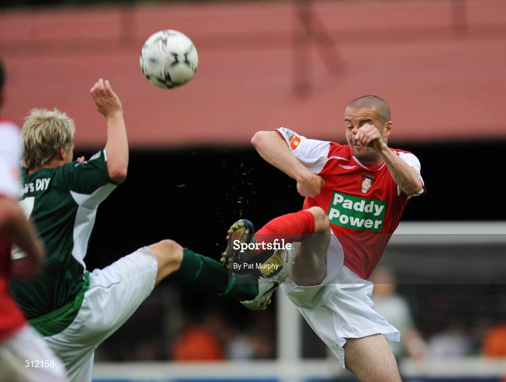 21 July 2008; Dave Rogers, St Patrick's Athletic, in action against Simon Madden, Shamrock Rovers. eircom League of Ireland Premier Division, St Patrick's Athletic v Shamrock Rovers, Richmond Park, Dublin. Picture credit: David Maher / SPORTSFILE