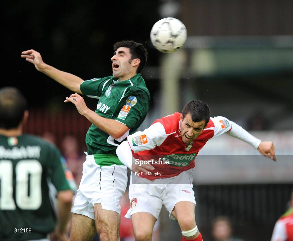 21 July 2008; Keith Fahy, St Patrick's Athletic, in action against  Danny O'Connor, Shamrock Rovers. eircom League of Ireland Premier Division, St Patrick's Athletic v Shamrock Rovers, Richmond Park, Dublin. Picture credit: David Maher / SPORTSFILE
