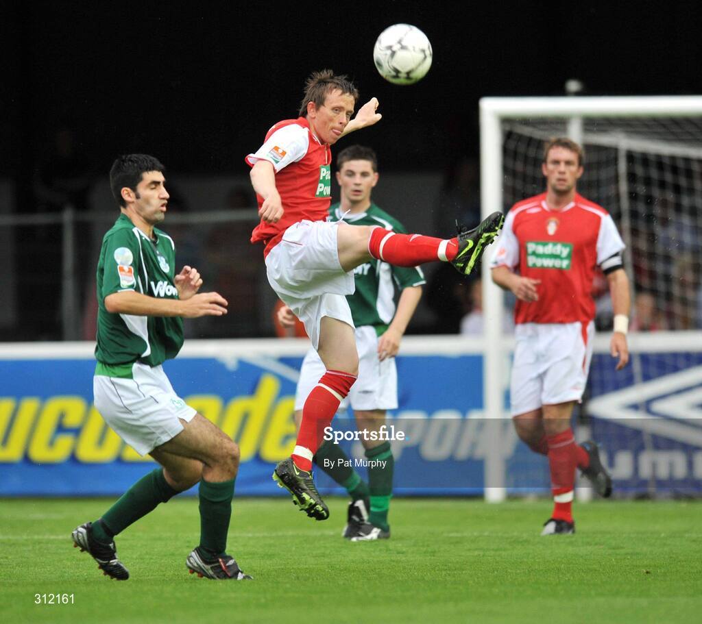 21 July 2008; Bobby Ryan, St Patrick's Athletic, in action against Danny O'Connor, Shamrock Rovers. eircom League of Ireland Premier Division, St Patrick's Athletic v Shamrock Rovers, Richmond Park, Dublin. Picture credit: David Maher / SPORTSFILE
