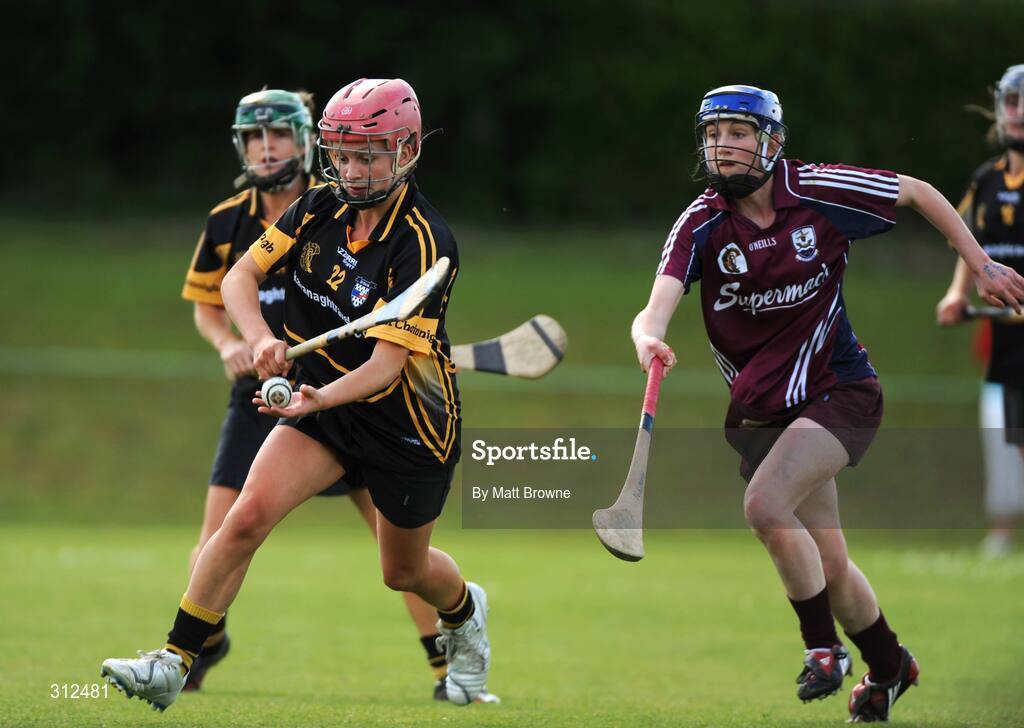 20 July 2008; Anna Farrell, Kilkenny, in action against Niamh Kilkenny, Galway. Gala All-Ireland Senior Camogie Championship, Kilkenny v Galway, Ryall Park, Kilmanagh, Co. Kilkenny. Picture credit: Matt Browne / SPORTSFILE