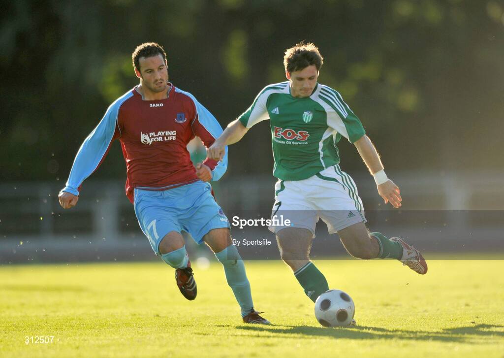 23 July 2008; Tihhon Sisoy, F.C. Levadia Tallinn, in action against Eamon Zayed, Drogheda United. UEFA Champions League, 1st Qualifying Rd, 2nd leg, F.C. Levadia Tallinn v Drogheda United, Kadriorg Stadium, Tallinn, Estonia. Photo by Sportsfile