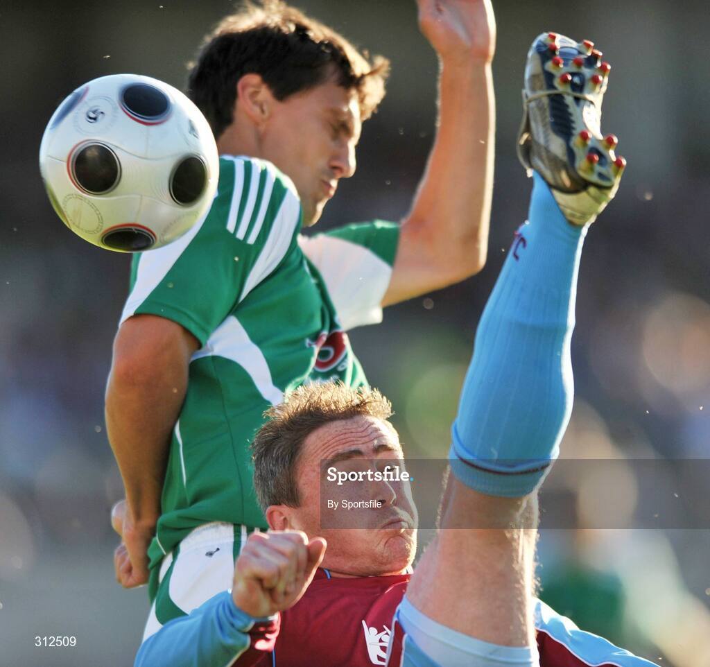23 July 2008; Richie Baker, Drogheda United, in action against Andrei Kalimullin, F.C. Levadia Tallinn. UEFA Champions League, 1st Qualifying Rd, 2nd leg, F.C. Levadia Tallinn v Drogheda United, Kadriorg Stadium, Tallinn, Estonia. Photo by Sportsfile