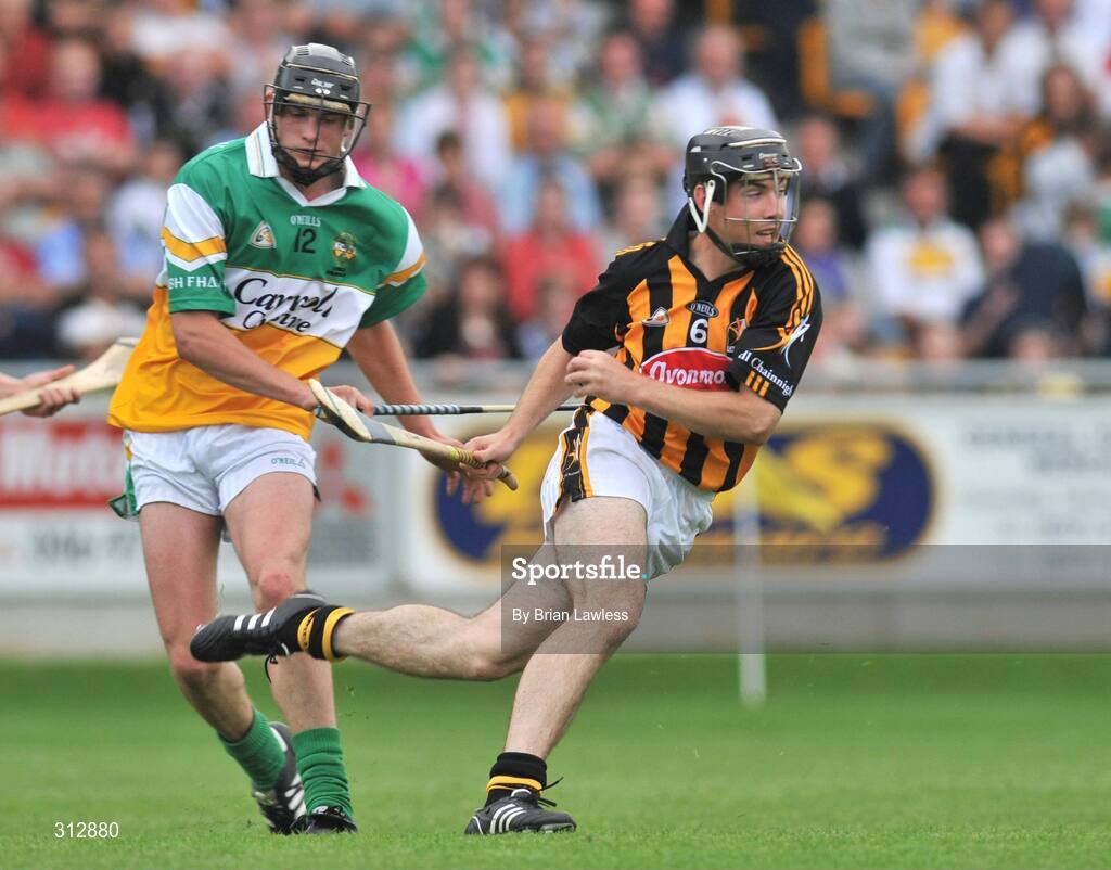 24 July 2008; Paddy Hogan, Kilkenny, in action against Derek Molloy, Offaly. Leinster GAA Hurling Under 21 Championship Final, Offaly v Kilkenny, O'Connor Park, Tullamore, Co. Offaly. Picture credit: Brian Lawless / SPORTSFILE