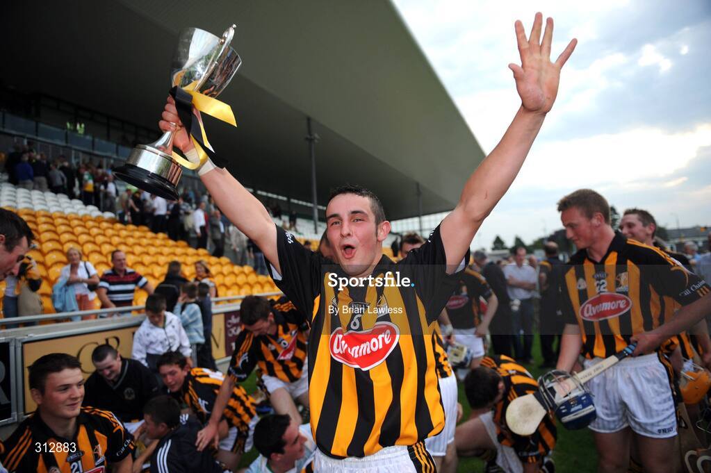 24 July 2008; Kilkenny captain James Dowling celebrates with the cup. Leinster GAA Hurling Under 21 Championship Final, Offaly v Kilkenny, O'Connor Park, Tullamore, Co. Offaly. Picture credit: Brian Lawless / SPORTSFILE